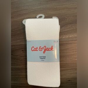 Cat & Jack Cotton Footed Tights - White size 12-14- NWT